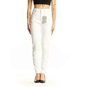 Everlane Women's Stretch High Waist Ankle Skinny Jeans Pockets White Size 25